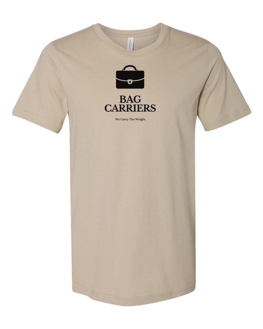Bella + Canvas 3001 t-shirt in tan with a printed logo mockup