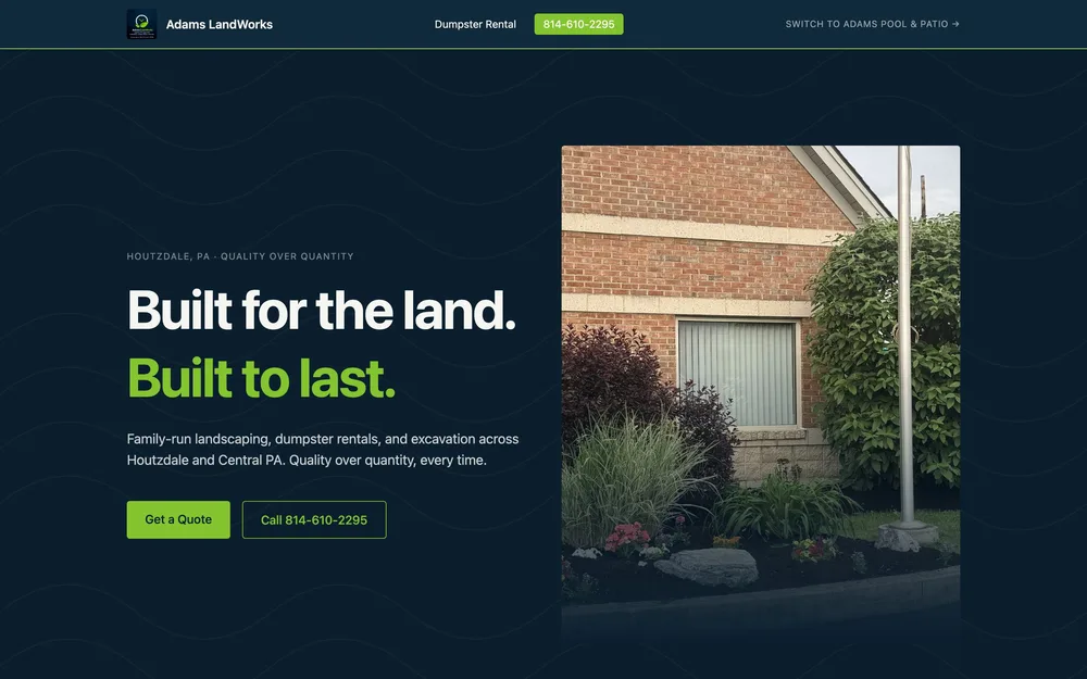 Adams LandWorks website