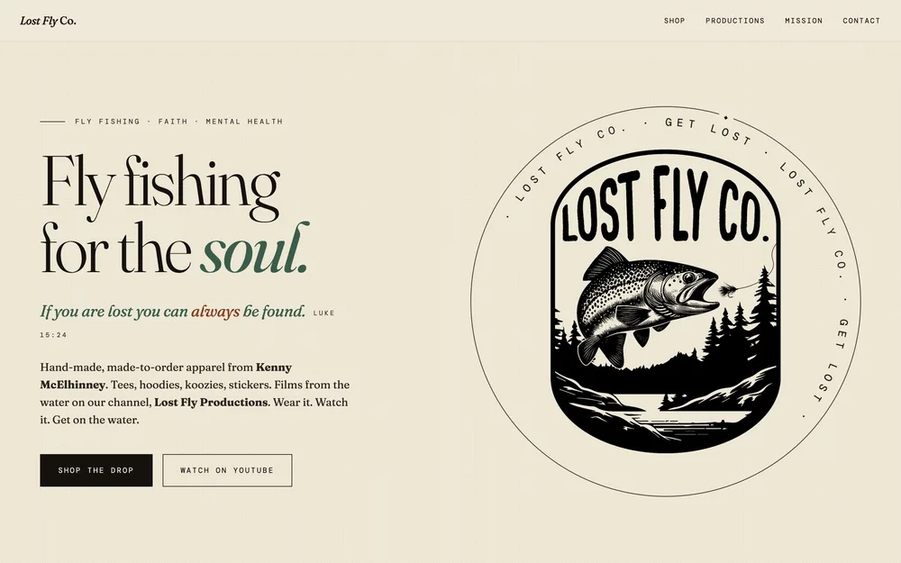 Lost Fly Co. apparel website