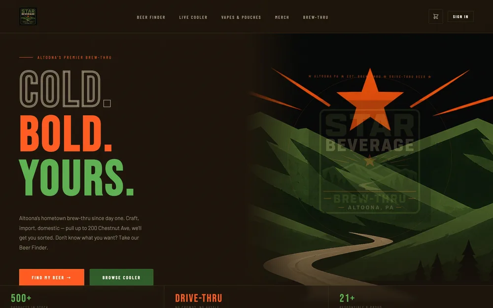 Star Beverage brew-thru website